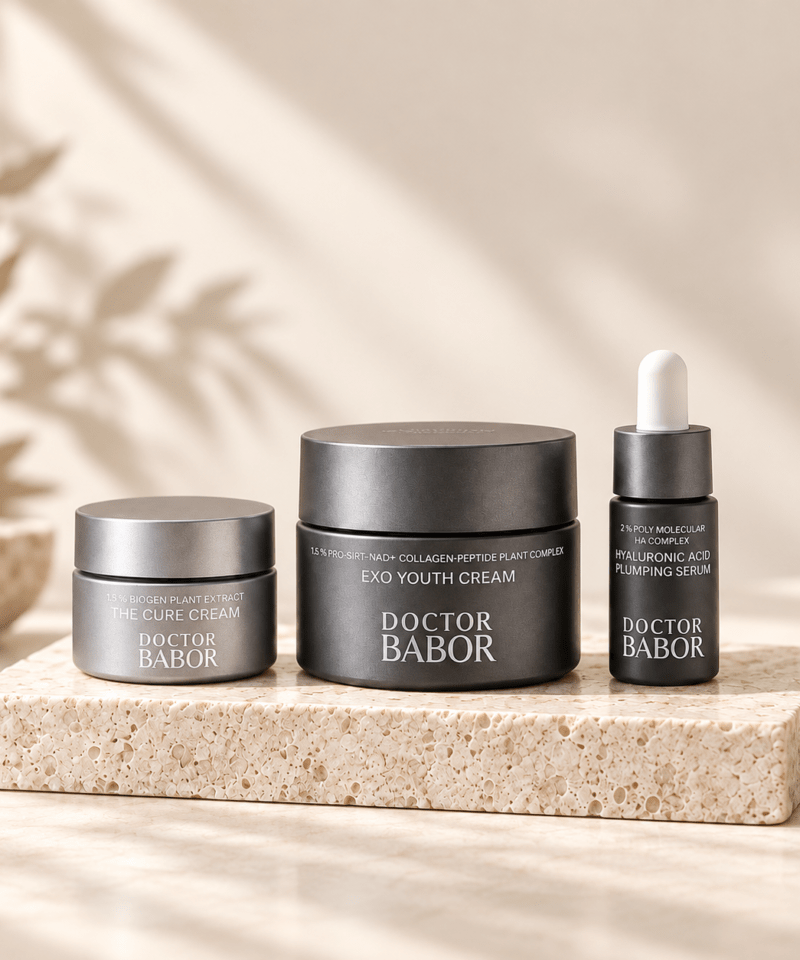 Doctor Babor anti-age sett med Exo Youth Cream, The Cure Cream og Hyaluronic Acid Plumping Serum