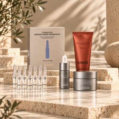 BABOR Hydrate & Lift Set med Hydra Plus, Derma Filler Serum, Collagen-Peptide Booster Cream og Emberean Lotion